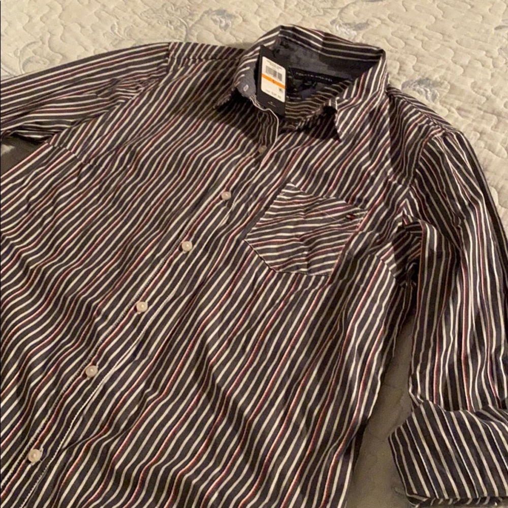 Tommy Hilfiger long sleeve button down shirt.